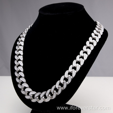 Diamond Bling Prong 925 Silver Cuban Chain